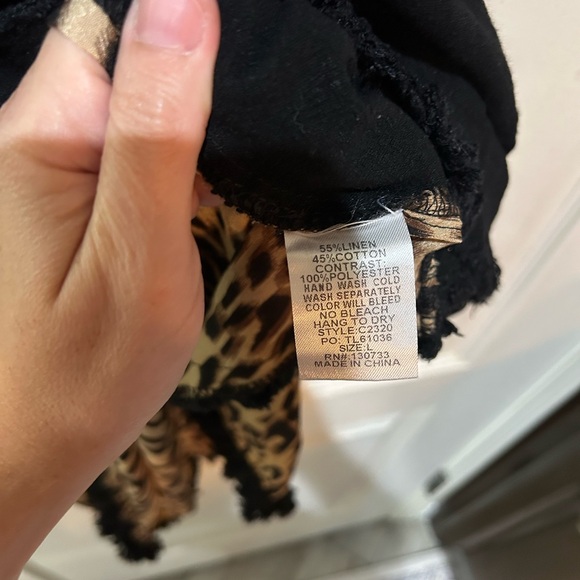 Umgee Black dress with Leopard Print Accent - Picture 3 of 4